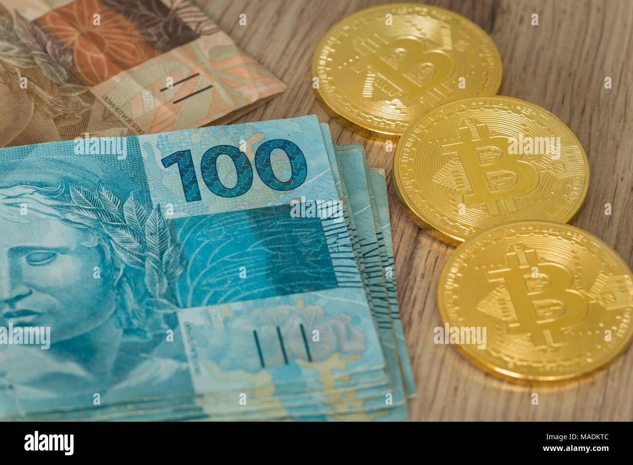 Bitcoin With Real Money Stock Photos Bitcoin With Real Money Stock - 
